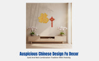 Fu Character Wall Sticker, Chinese Knot, Red Gold Decorative Door Sticker, Living Room, Housewarming, Holiday Decor