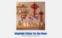 Chinese New Year Glass Sticker, God of Wealth Door Decal, Festive Kitchen Decoration, Waterproof PVC, Random Pattern