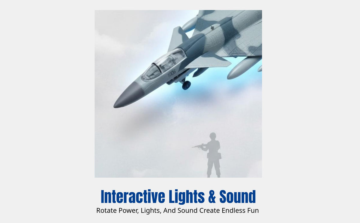 Alloy Fighter Jet Model, Pull-Back Airplane Toy, Light & Sound, Kids Display, Boxed Stand