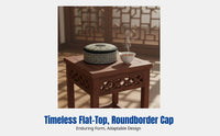 Men's Hui Muslim Prayer Hat, Embroidered Cotton Cap, Flat Top, Round Border