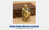 Brass Buddha Statue, Wealth God, Small Desktop Decor, Office, Gift