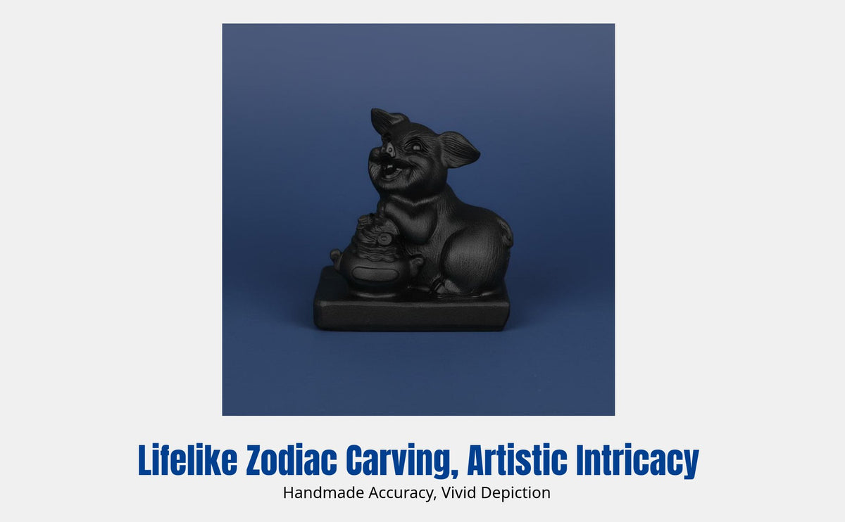 black crystal Zodiac Figurine, 12 Animal Crystal Decor, Lucky Wealth Sculpture, Hand-Carved