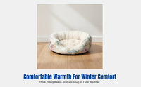Pet Mat, Winter Warm Indoor Bed for Dwarf Bunnies, Removable, Non-Slip, Plush, French Floral Design