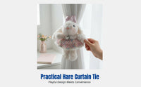 Plush Bunny Curtain Tieback, Cute Droopy Ears, Cartoon Decor for Girls, Gift