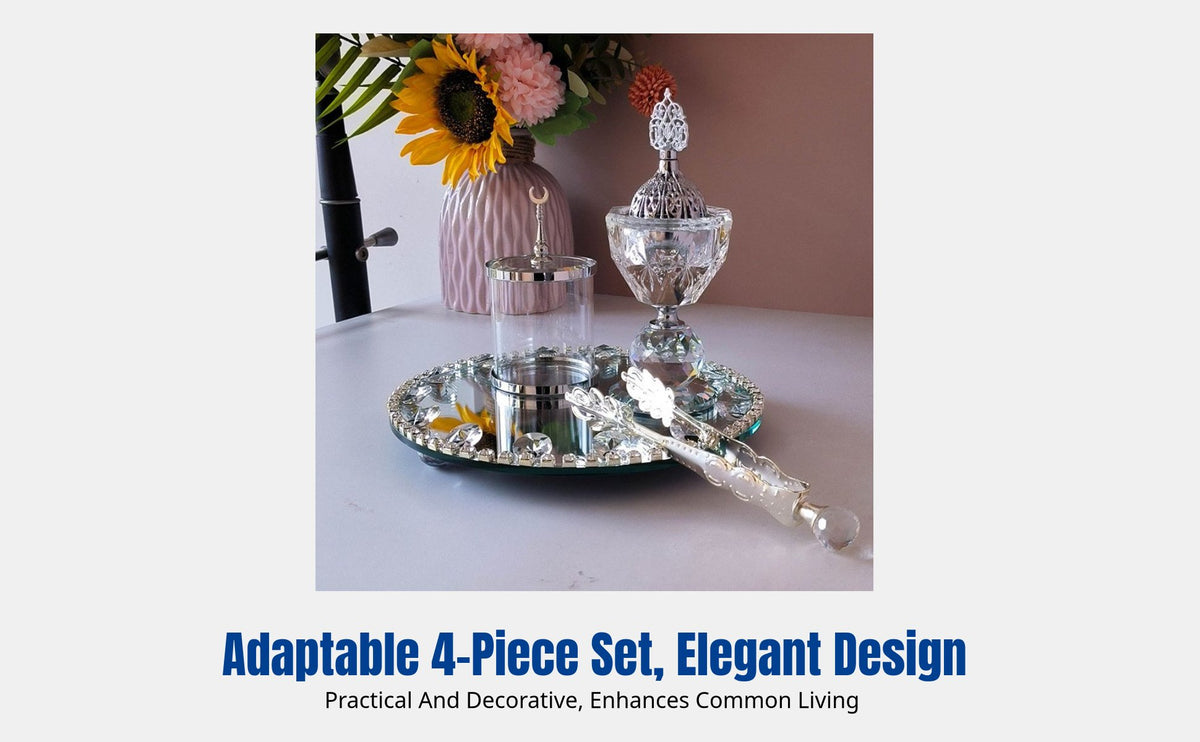 Crystal Incense Burner Set, Gold Silver, Modern Design, Home Decor Holder