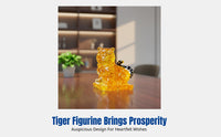 Crystal Tiger Fortune Figurine, Resin Craft, Home Office Car Decor