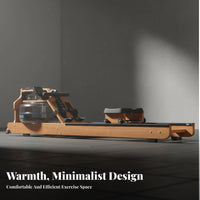Rowing Machine, Wooden Home Smart Foldable Rower, double Track Water drag, Aerobic Exercise Equipment
