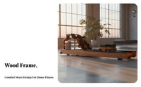 Rowing Machine, Wooden Home Smart Foldable Rower, double Track Water drag, Aerobic Exercise Equipment