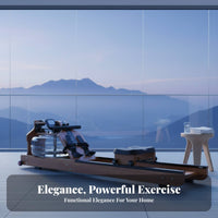Rowing Machine, Wooden Home Smart Foldable Rower, double Track Water drag, Aerobic Exercise Equipment
