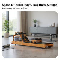 Rowing Machine, Wooden Home Smart Foldable Rower, double Track Water drag, Aerobic Exercise Equipment