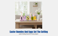 Easter Wooden Desktop Letter Decor, Hare Oval, Seasonal Party Home Decoration