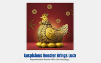 Brass Chicken Decoration, Golden Hen with Coins, Chinese Zodiac Chicken, Decorative Sculpture for Entryway, Living Room, Cabinet
