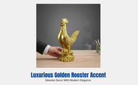 Brass Rooster Decor, Prosperity Chicken, Zodiac Wealth Accent