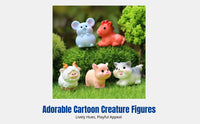 Mini Cartoon Zodiac Animal Resin Figurine, Desktop Decor