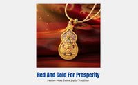 Gourd-Shaped Metal Guardian Locket, Five Wealth God Thangka, Guangji Wyrm King Buddha, Peace Sacred Object