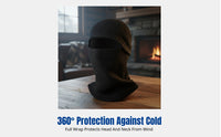 Cycling Face Cover, Winter Fleece Balaclava, Windproof Thermal Helmet Liner, Full Neck Warmer, Black