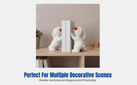 Cute Hare Bookend, Resin Desktop Decor, Book Holder for Living Room, Kids Room, Includes Random Faux Books