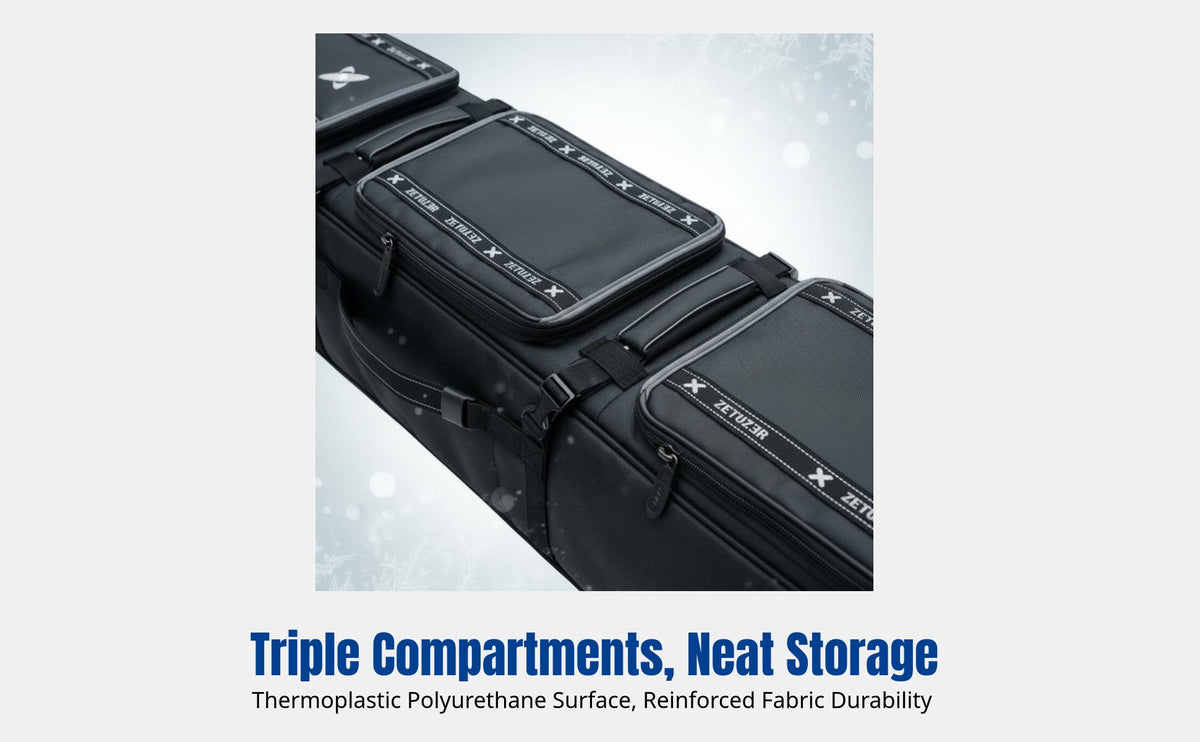 Ski Bag, Snowboard Bag, Large Capacity, Wheeled, Wet/Dry Separation, Triple Compartment, Travel Ready