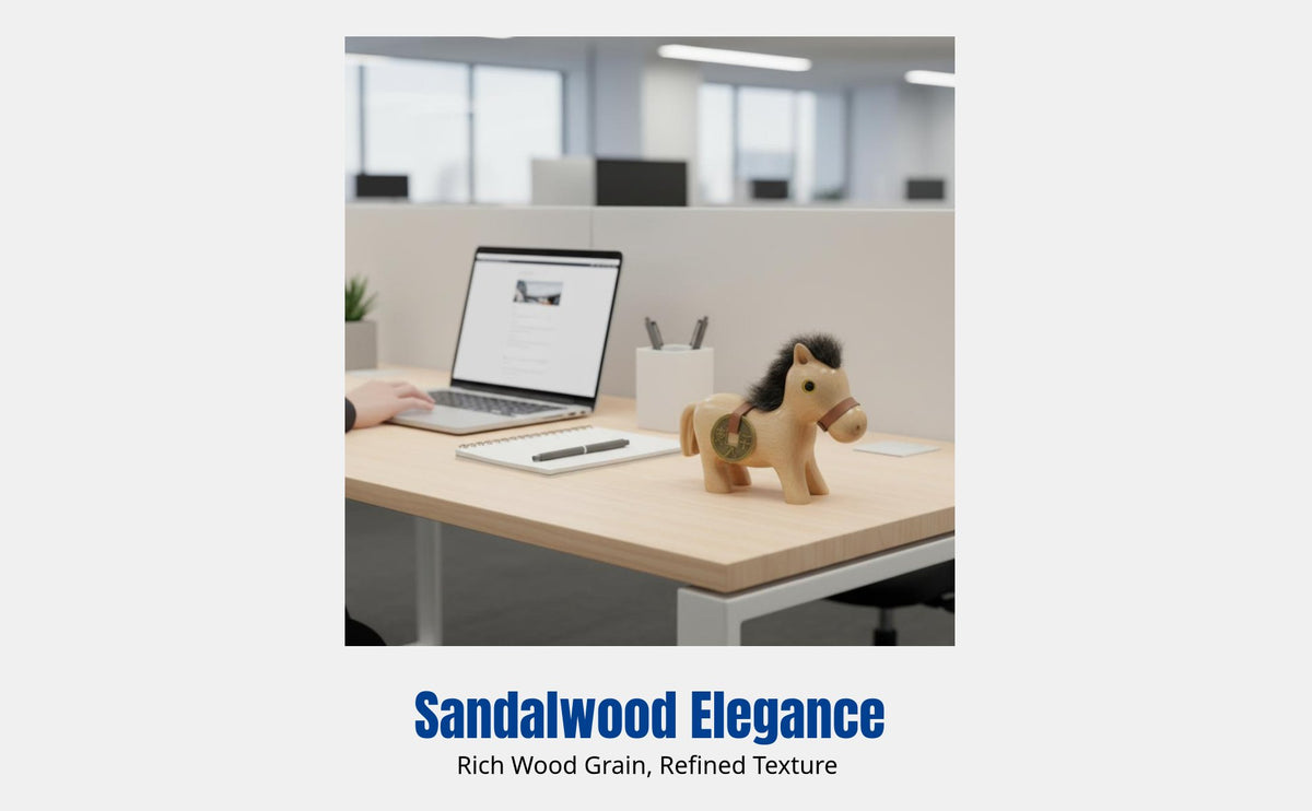 Wood Carved Zodiac Horse, Sandalwood Sculpture, Office Success Decor, Handmade Art