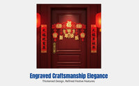 2026 Horse Year Fu Character Door Banner, Chinese New Year Hanging Festoon, Red Flocking Decoration
