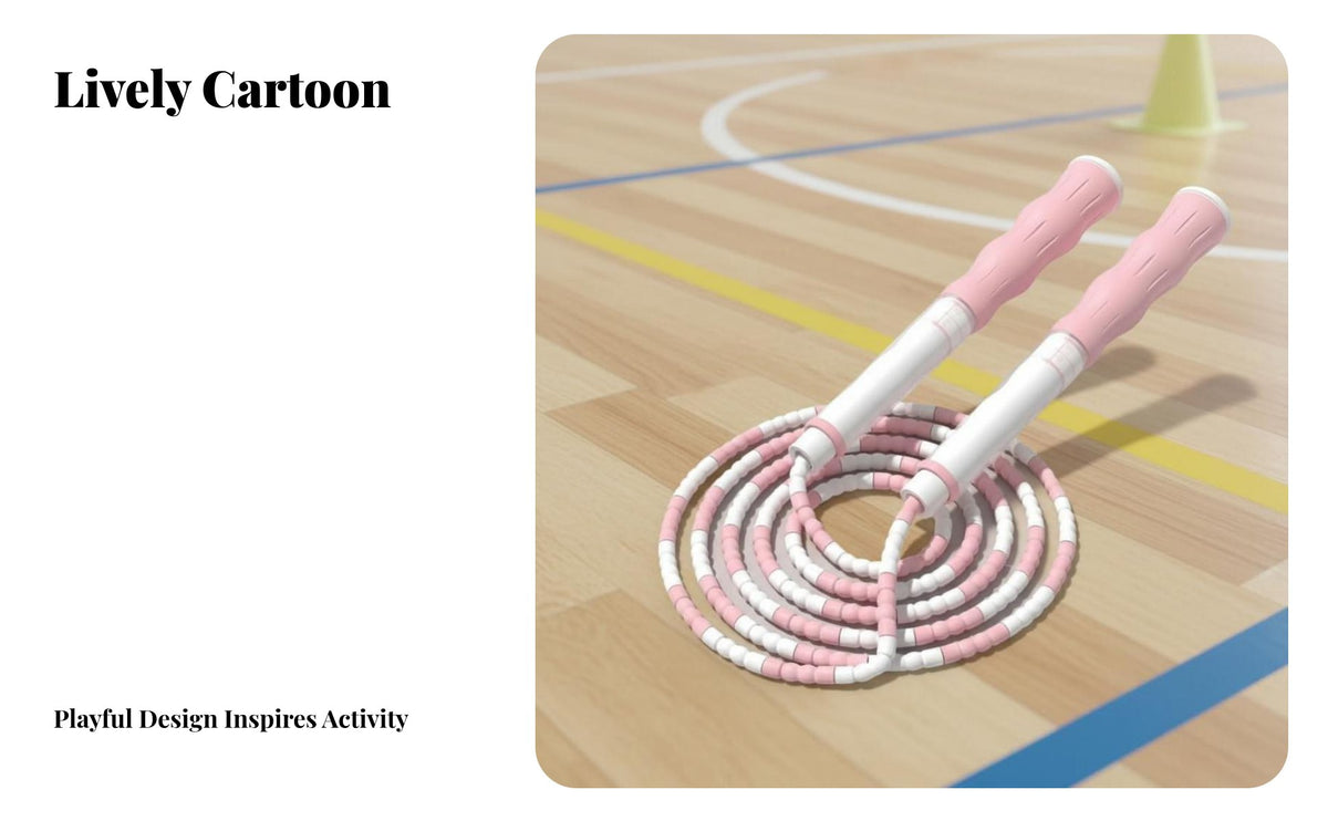 Kids Adjustable Segmented Jump Rope, PVC, School, Fitness, Cartoon Design