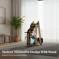Rubber Wood Foldable Rowing Machine, Water Resistance, Home Gym, Ergonomic, Space-Saving Design
