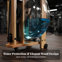 Rubber Wood Foldable Rowing Machine, Water Resistance, Home Gym, Ergonomic, Space-Saving Design
