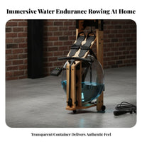Rubber Wood Foldable Rowing Machine, Water Resistance, Home Gym, Ergonomic, Space-Saving Design