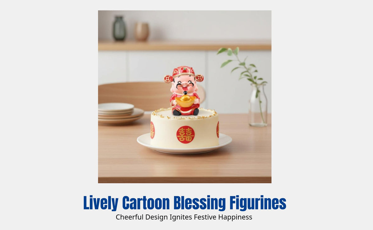 Longevity Couple Cake Decoration, Chinese Style Resin Figurine, DIY Birthday Decor for Car, TV Cabinet, Home