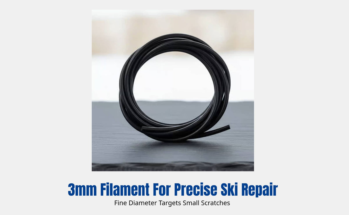 Ski Base Repair Strip, Fine Line for Snowboard Scuff Repair, Durable, Black/Transparent, Ski Maintenance Tool