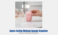 Makeup Sponge Storage Box, Dustproof Tin Cylinder, Cute Cat Ear Design, Multi-Compartment Organizer, Random Pattern