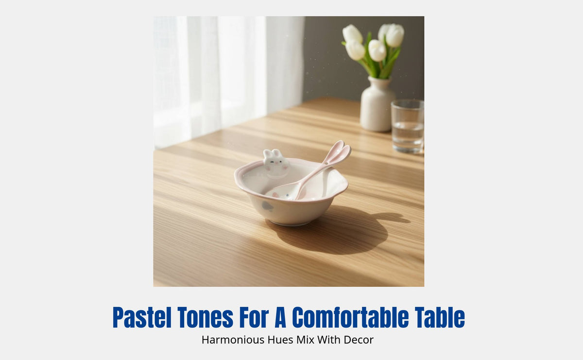 Cartoon Rabbit Ceramic Rice Bowl, Cute Kids Breakfast Tableware