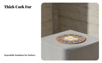 Colorful Flower Cork Pad, Round Heat Resistant Mat, Nordic Design