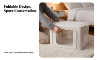 Three-Door Foldable Organizer Box, Large Transparent Panel, Fabric Storage, Clothes, Wardrobe, Convenient Handle