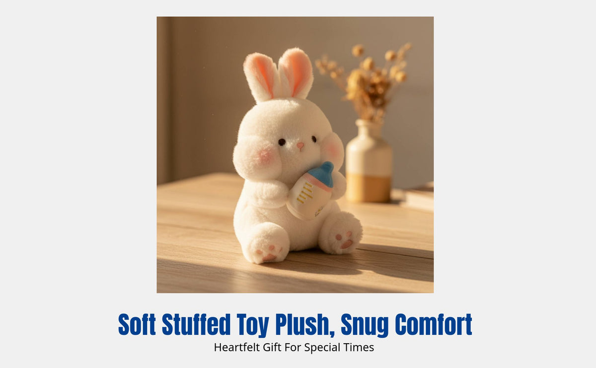Milk Bottle Bun Plush Toy, Soft Bunny Pillow Hug Doll, 2025 Popular Birthday Gift for Girls