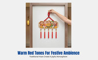 Chinese Knot Fortune God Door Hanging, Cartoon Wealth God Decoration, Festive Red Entryway, Living Room, Holiday Decor