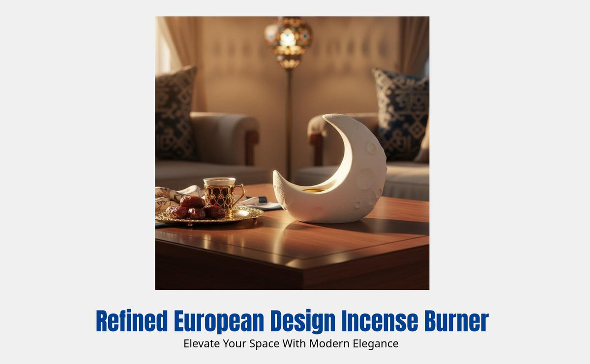 Ceramic Moon Incense Burner, Middle Eastern Style, Modern Desktop Decor