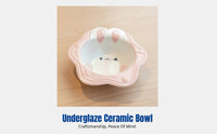 Cartoon hare Rice Bowl, Korean ceramic, Cute underglaze color, Embossed, Anti-slip, Breakfast tableware for children and women