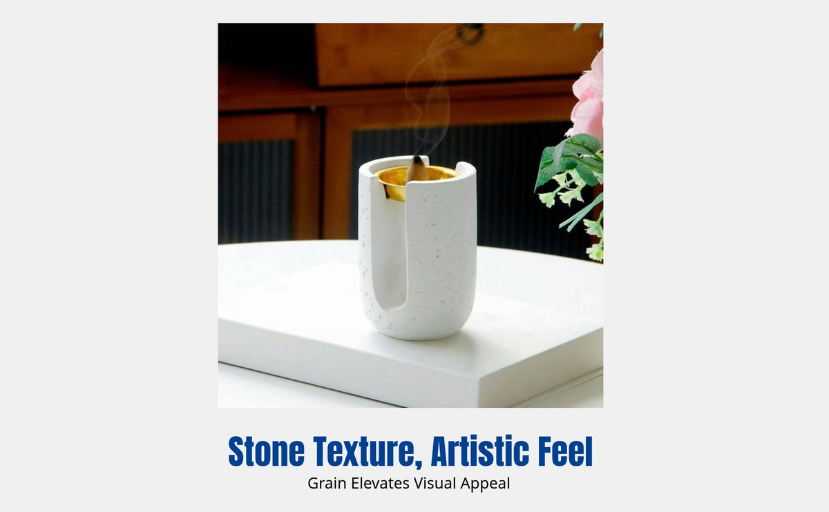 Minimalist Modern U-Shaped Incense Burner, Arabic Stone Texture, Resin Decor for Living Room Desktop
