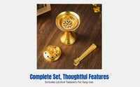 Middle Eastern Gold Coil Incense Burner, Iron Art Charcoal Holder, Indoor Scent Diffuser, Decorative Accent