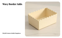 Cream Desk Organizer, Wave Border Storage Box, Small, For Cosmetics & Stationery