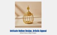 Luxury European Gold Metal Incense Burner, Arabic Style Holder, Decorative Desktop Accent for Home