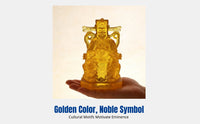 Gold Resin Fortune God Statue, Handmade Wealth Deity Figurine, Home Living Room Altar Decoration