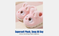 Kids Indoor House Slippers, Closed Heel, Winter Plush Bunny, Non-Slip, Soft and Warm