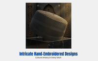 Structured Muslim Cap for Men, Embroidered, Stage, Ethnic Dance