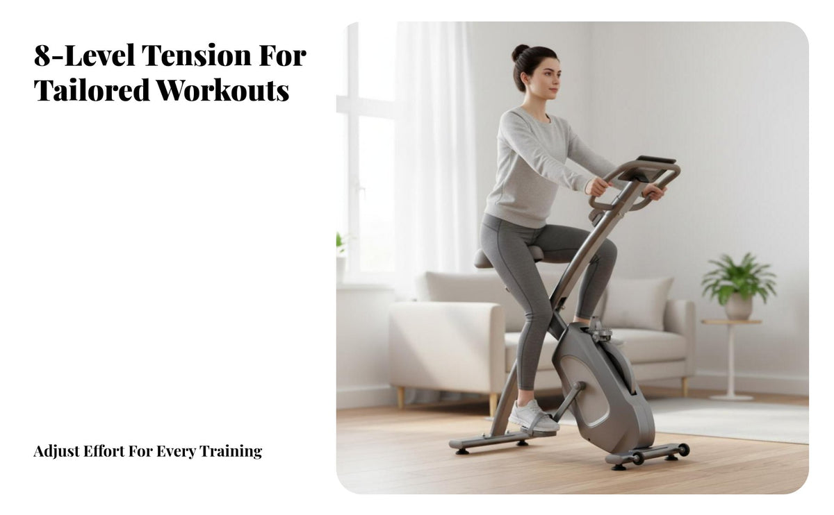 Home Exercise Bike, quiet Magnetic braking, Foldable Upright Indoor Cycling Equipment