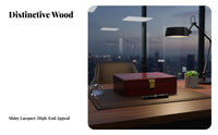 Burgundy Grain Lacquered Gift Box, Premium Wooden Box, Custom Branding, Lined Interior, Glossy Finish, Luxury Packaging