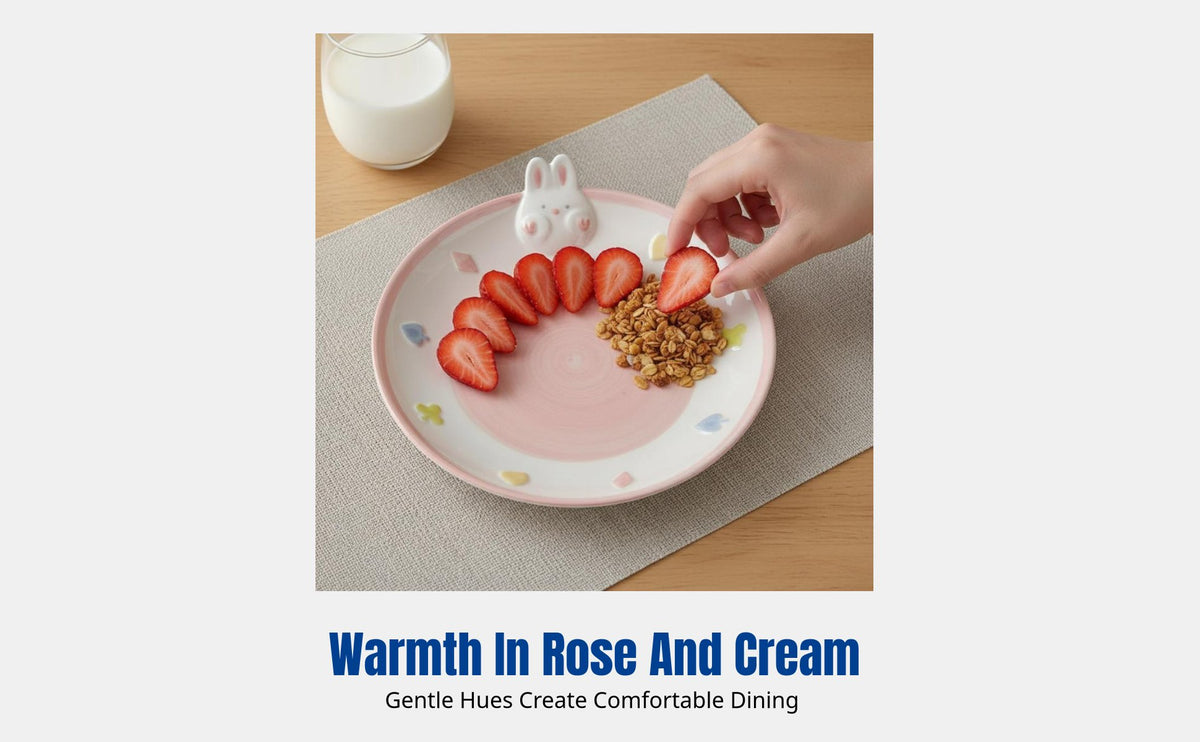 Cartoon Hare Ceramic Plate, Cute INS Style, Under-Glaze, Dessert & Breakfast Tableware