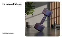 Dumbbell, Hexagonal Fitness Equipment, Home Gym, PVC quiet Design, Multi-Weight choices