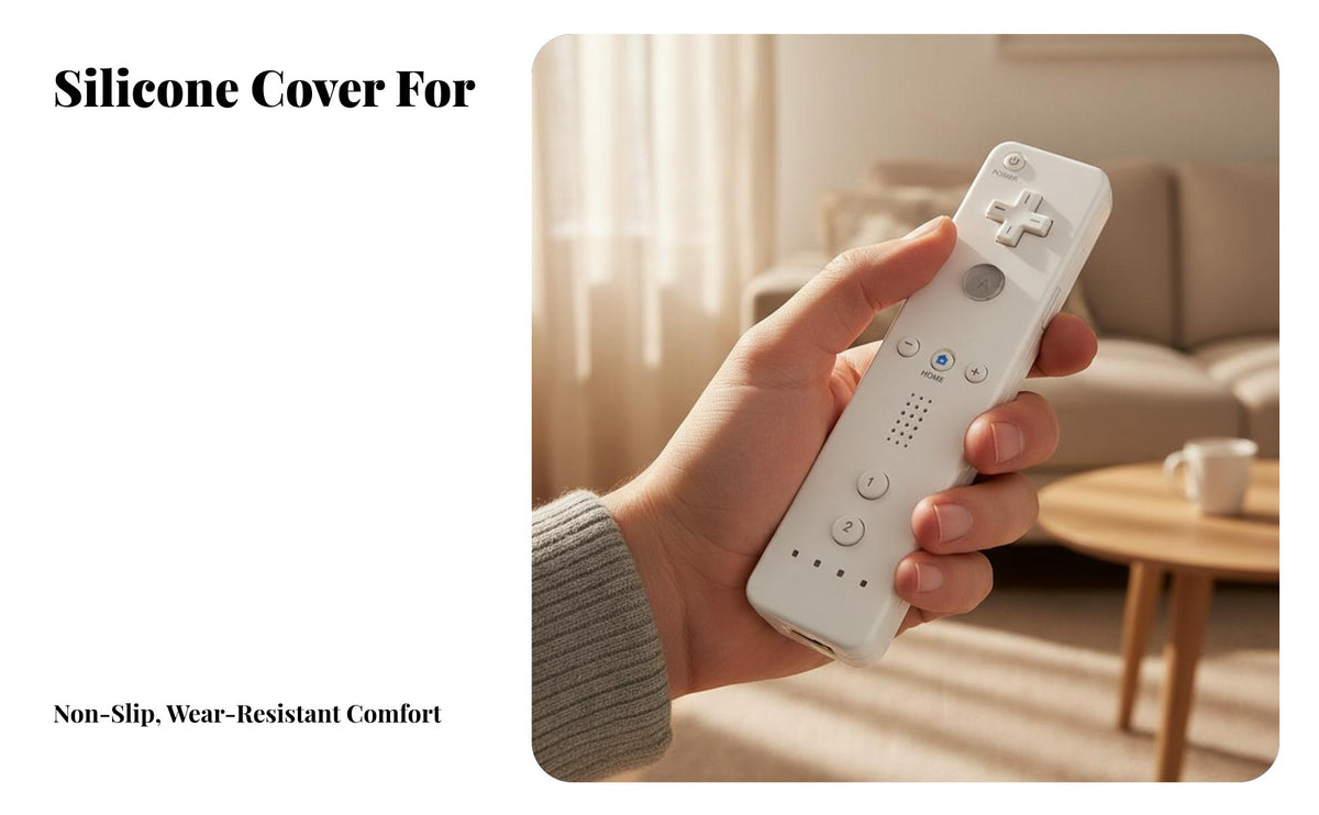 Wii Game Controller, port Right Hand Combo, Straight Grip, Drumstick Handle, Silicone Case, Wrist Strap, Multi-Color